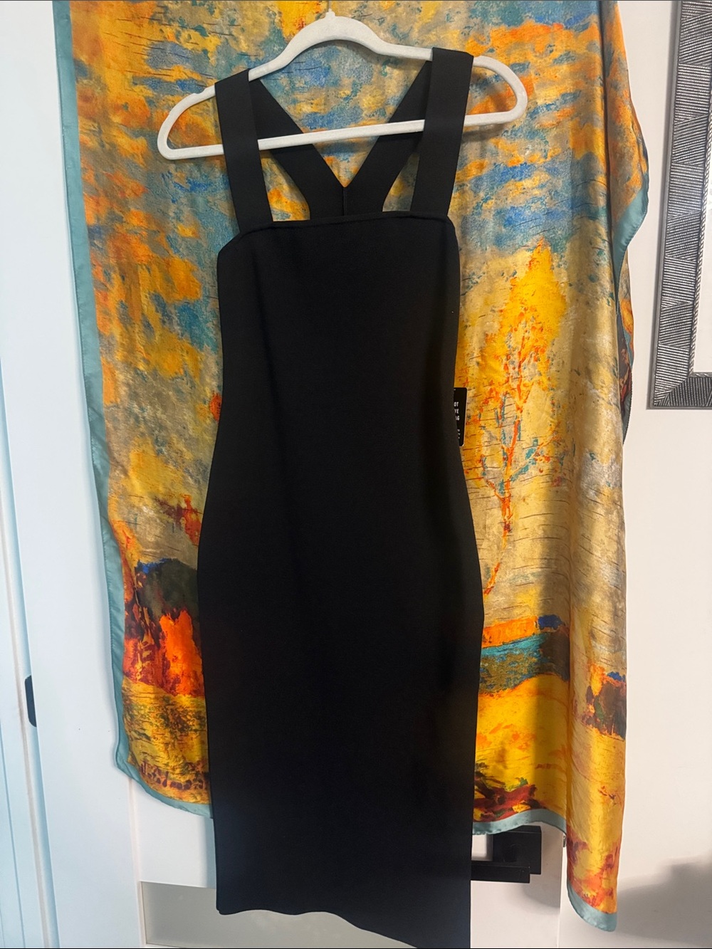 Express Black Midi Sheath Dress with Wide Straps